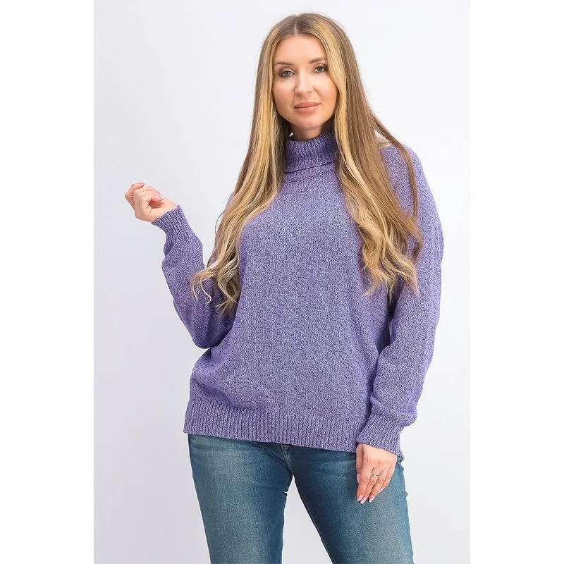 Karen Scott Women's Marled Cotton Turtleneck Sweater Purple Size X-Large