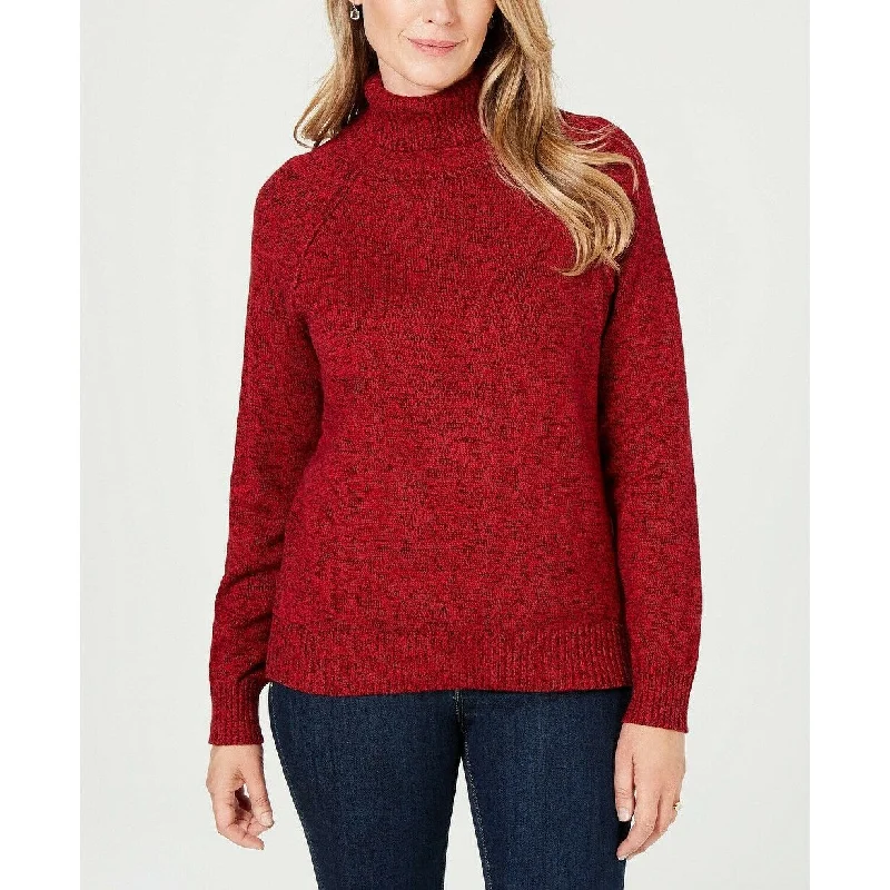 Karen Scott Women's Marled Cotton Turtleneck Sweater Red Size 2X-Large