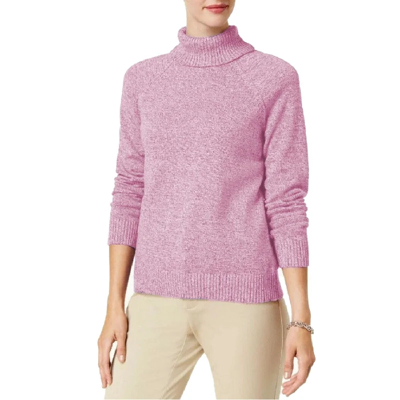 Karen Scott Women's Ribbed Turtleneck Sweater Blush Marled Size Large - Pink