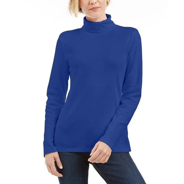 Karen Scott Women's Turtleneck Sweater Blue Size Large