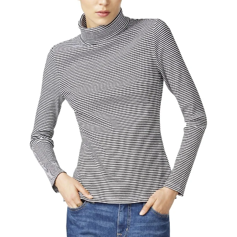 Tommy Hilfiger Striped Long-Sleeve Turtleneck BlackIvory Small - s