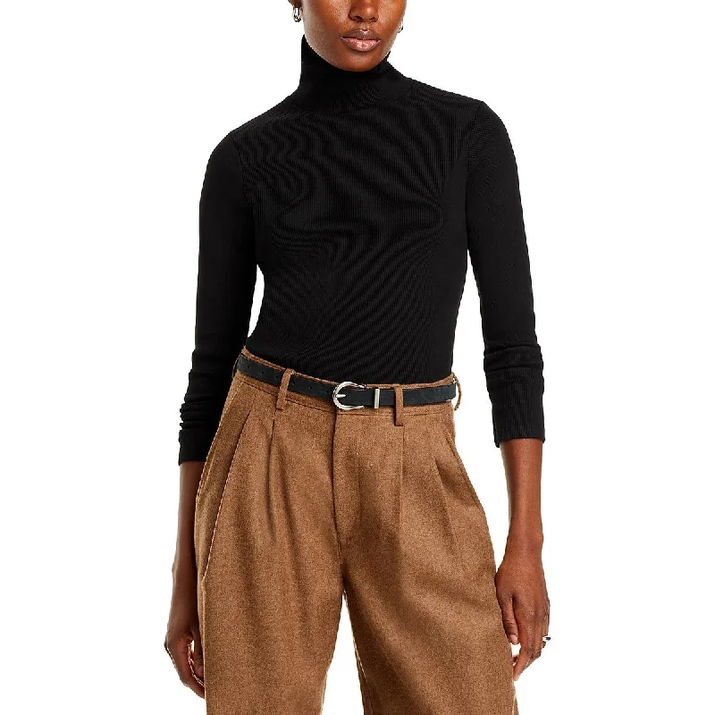 DONNI. Womens Solid Ribbed Knit Turtleneck Top