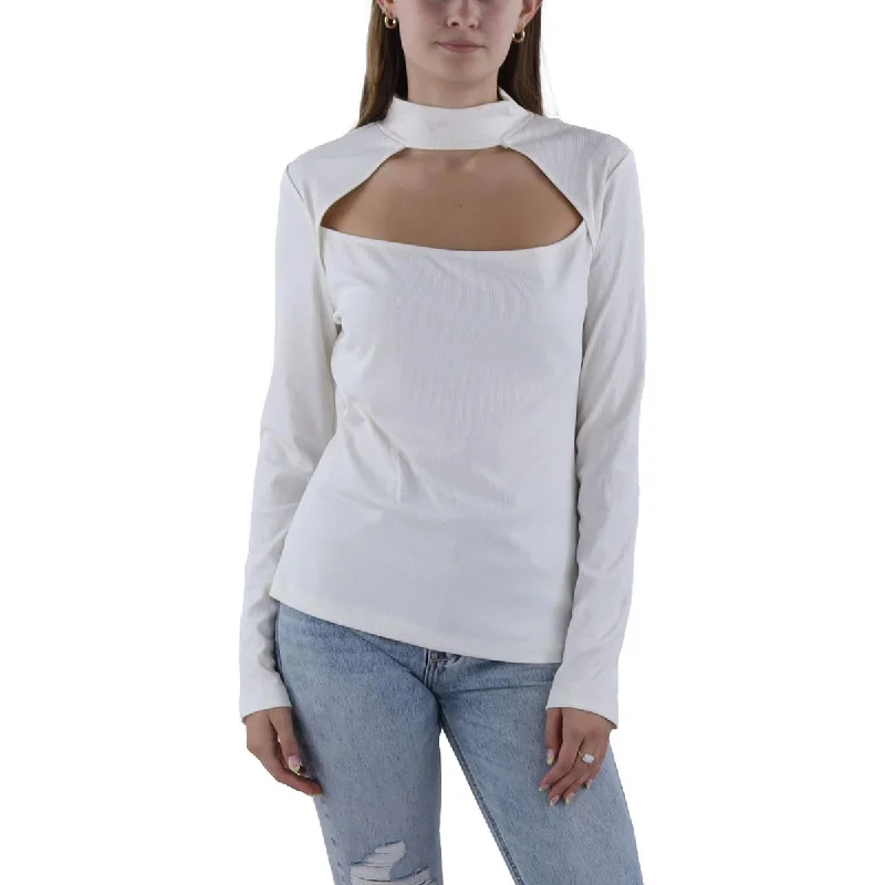 Guess Womens Cut Out Knit Turtleneck Top