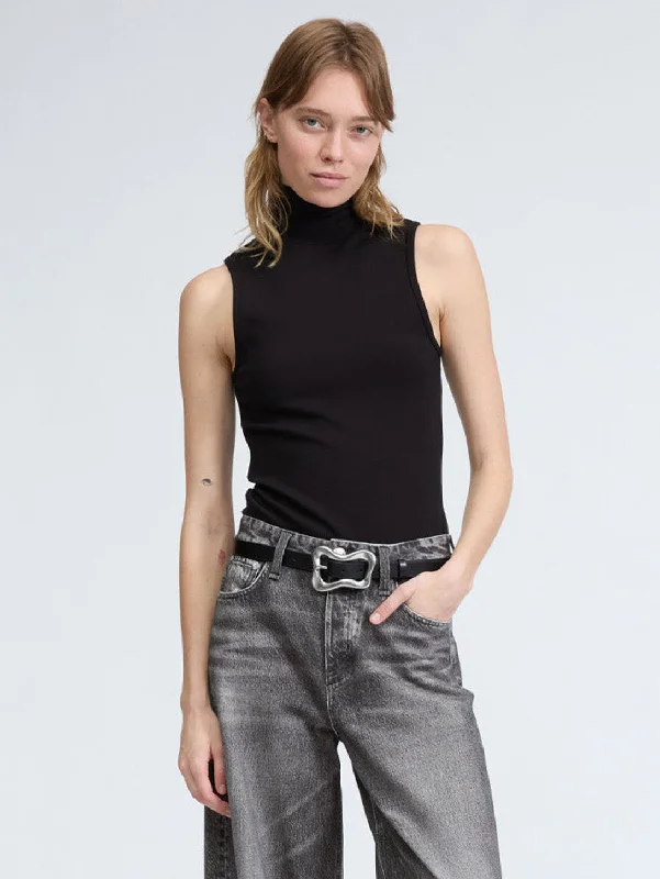 Irina Ponte Turtleneck Tank Top - Black