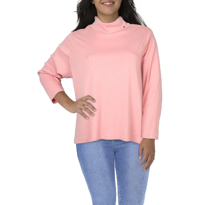 Plus Womens Knit Cotton Turtleneck Top