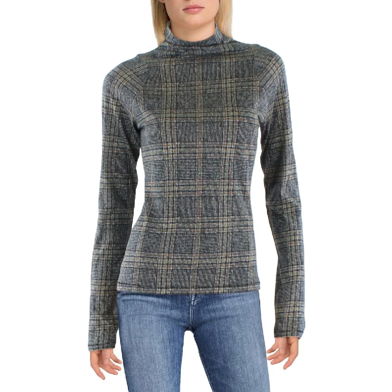 Rag & Bone Womens Plaid Sheer Turtleneck Top