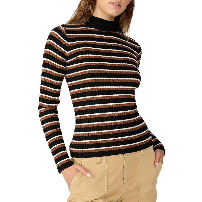 Sanctuary Womens Mock Neck Striped Turtleneck Top