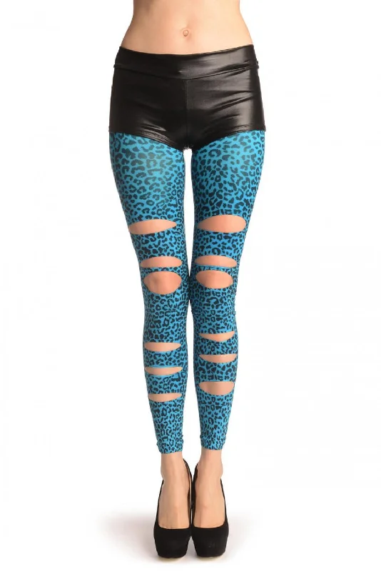 Blue Leopard Ripped Footless