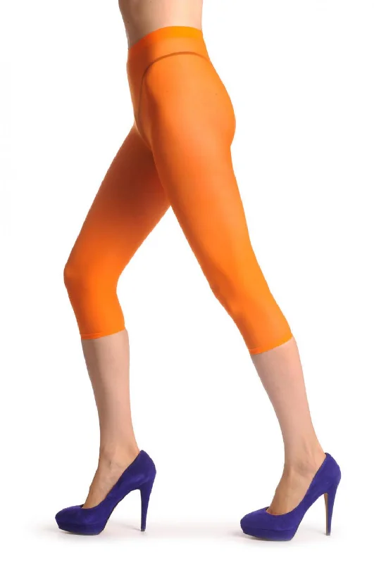 Plain Orange Three Quarter Tights (Capri)