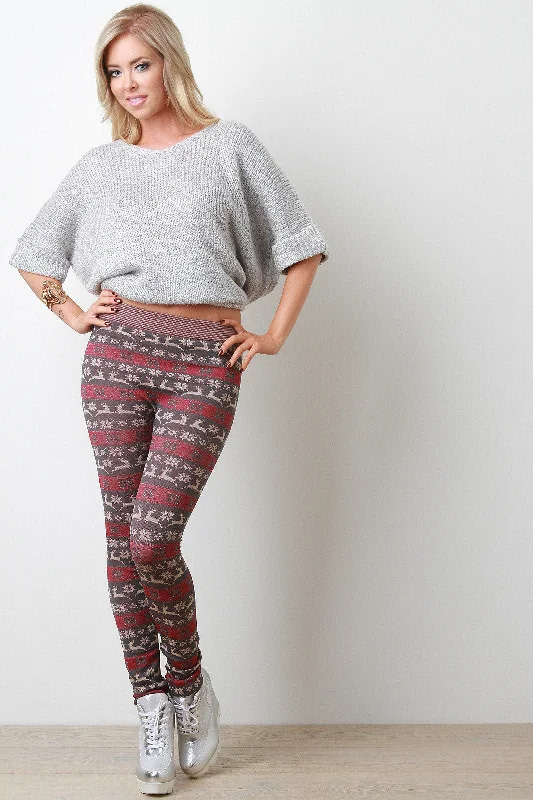 Reindeer Fair Isle Stretch Leggings